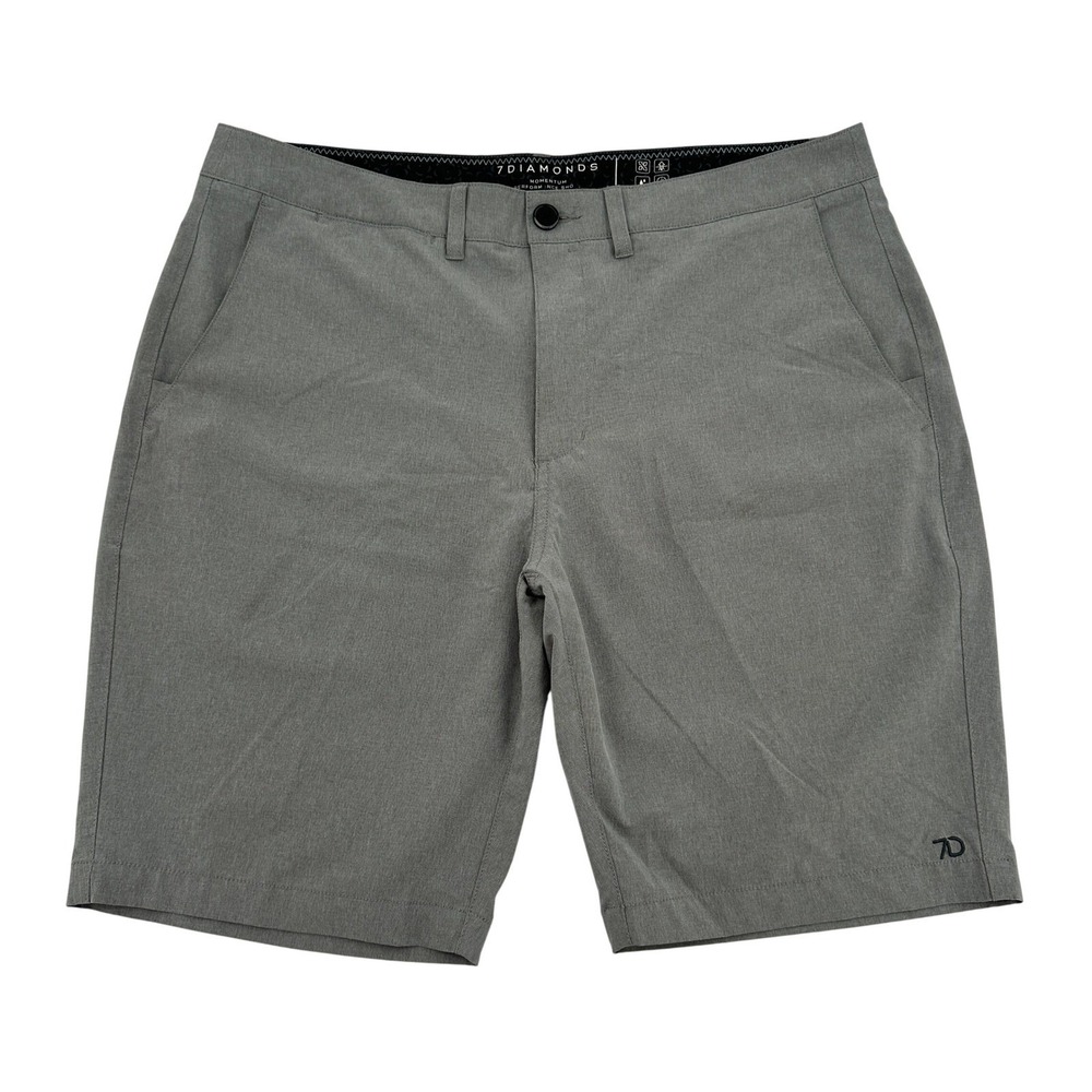7 Diamonds Momentum Performance Shorts Gray Golf Stretch Classic Casual Mens 36